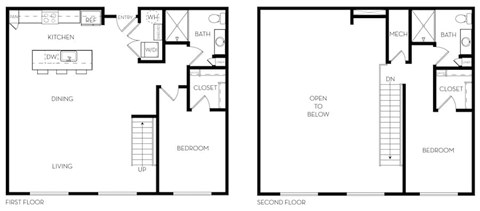 Floor plan for 2 beds, 2 baths, 1313 sqft